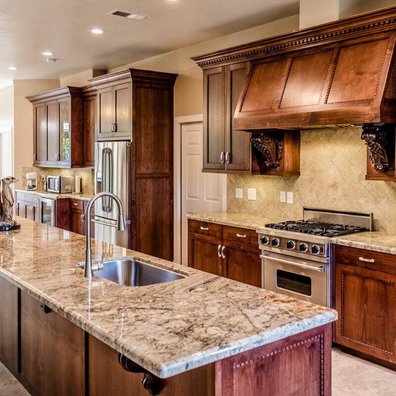 Stain-resistant granite kitchen countertop featured in a modern home interior